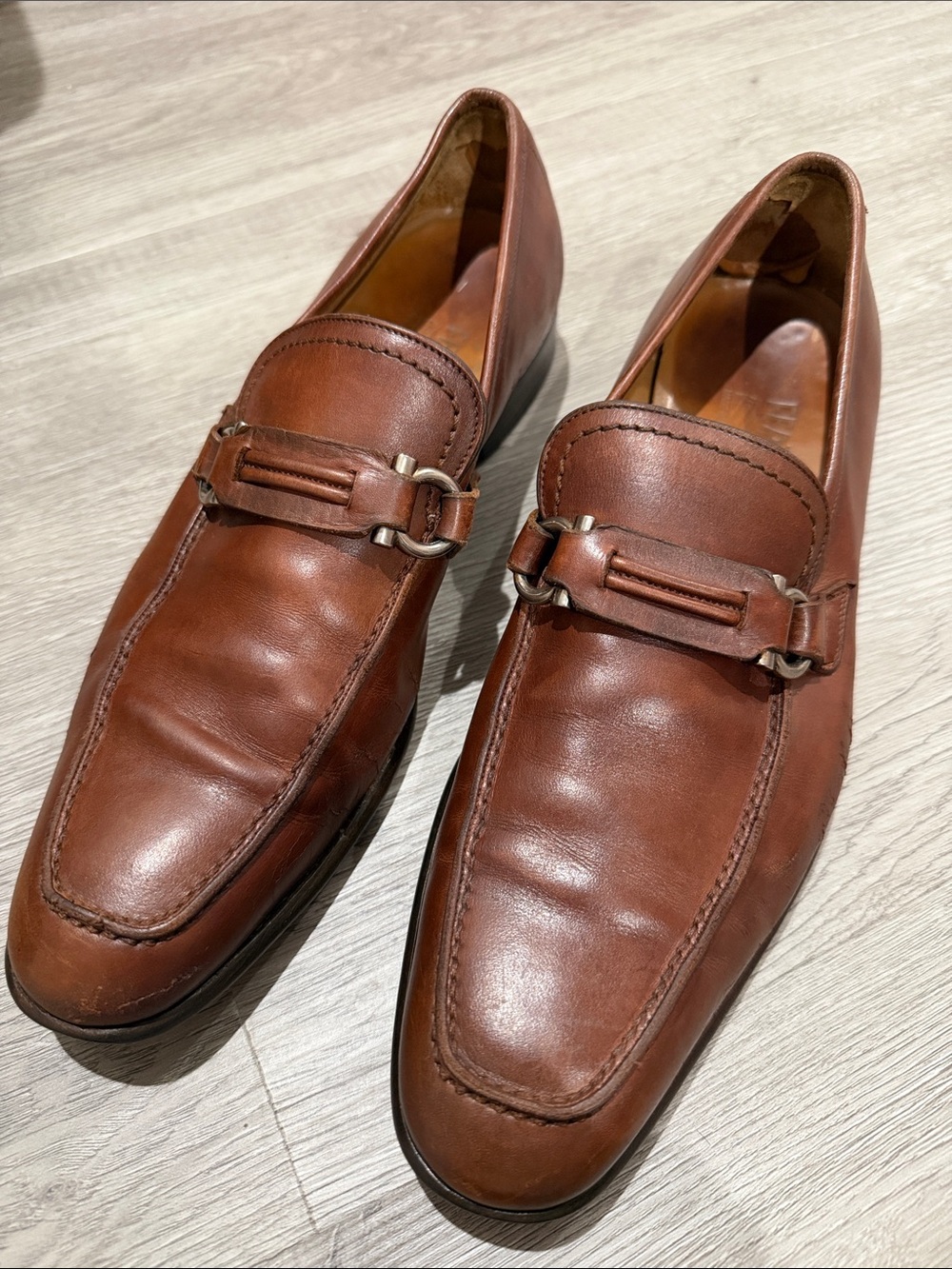 Salvatore Ferragamo Men's Brown Leather Bit Loafers